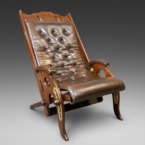A Mid 19Th Century Adjustable Campaign Chair