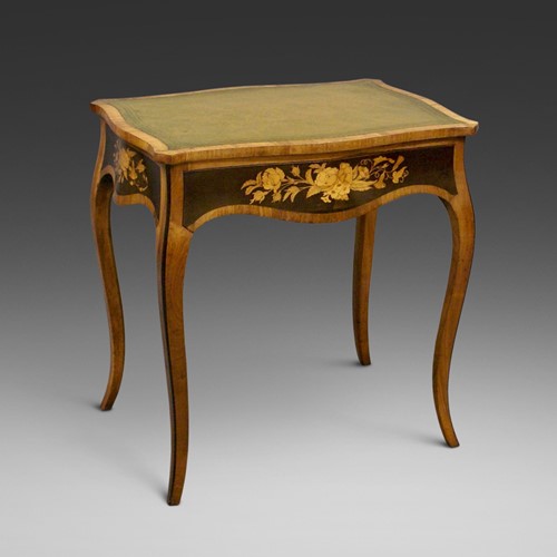 A fine marquetry inlaid writhing table