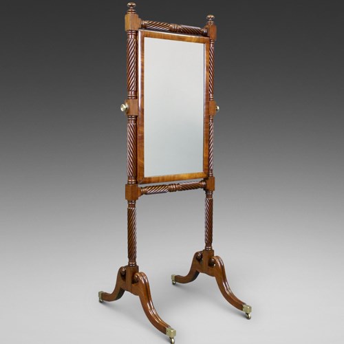 A William IV Mahogany Cheval Mirror