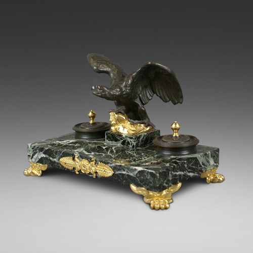 A French Ormolu & Marble Double Inkstand