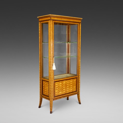 A Superb Satinwood Parquetry Display Cabinet