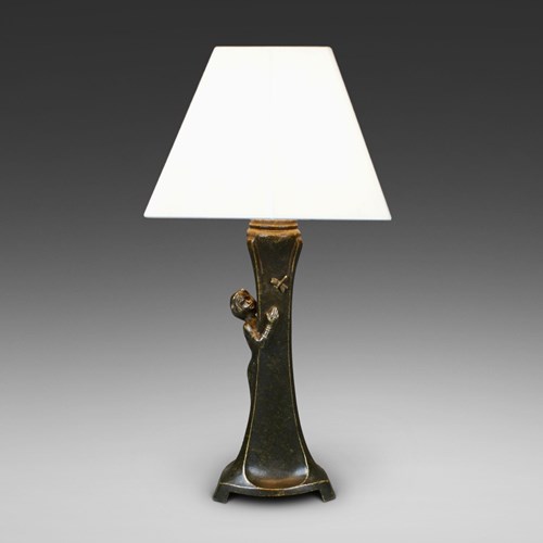 An Art Nouveau Bronze Table Lamp