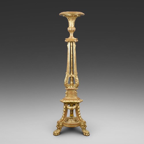 An 18Th Century Style Carved Gilt Wood Torchere