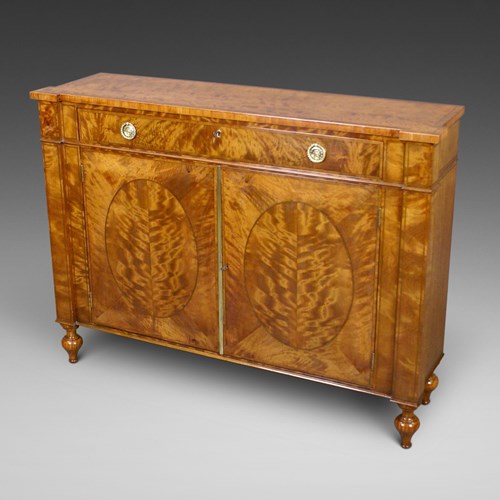 A Highly Decorative 19Thc Satinwood Side Cabinet