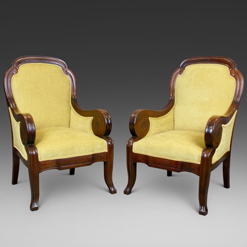 An Impressive Pair Of Library Arm Chairs