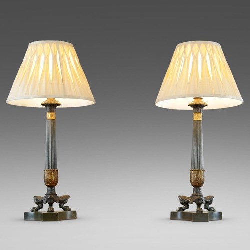 A Fine Pair Of Bronze & Ormolu Table Lamps