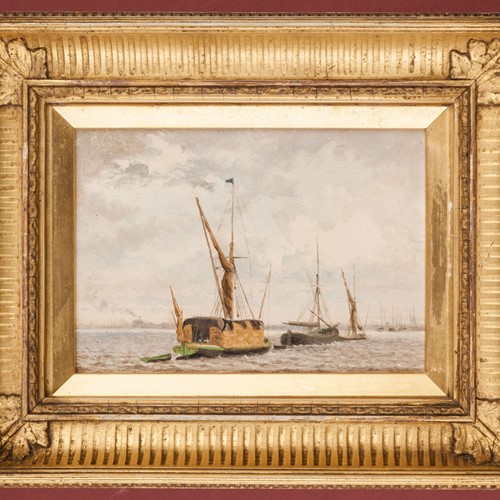 Fine and Small Oil, Off Greenwich by J.M. Carrick 
