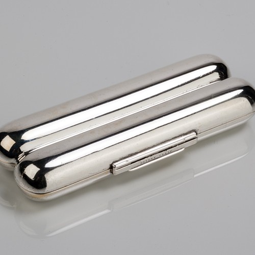 A Fine Silver Cigar Case For Two Cigars