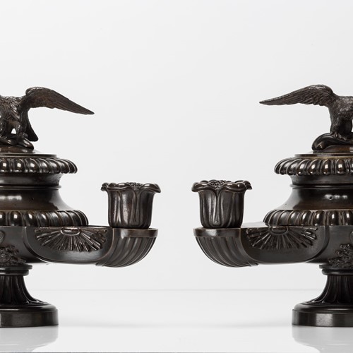 Pair of Regency Bronze Lamps by J. DeVille