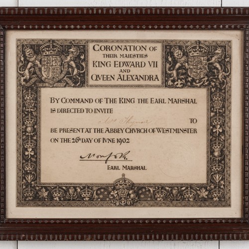 Framed Coronation Invitation Of King Edward VII