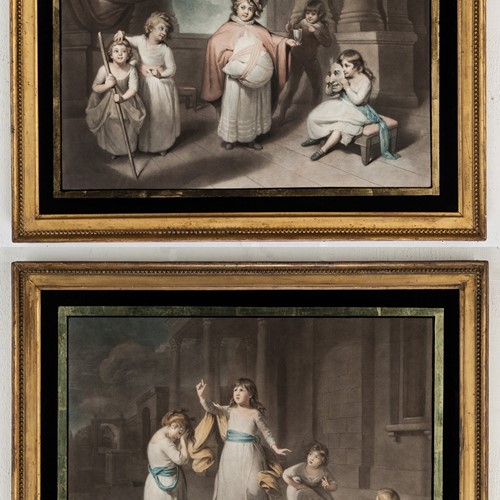 A  Beautiful Pair Of Mezzotints Comedy & Tragedy