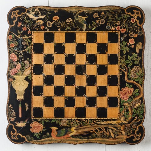 An Exceptional Chinoiserie Penwork Chess Table