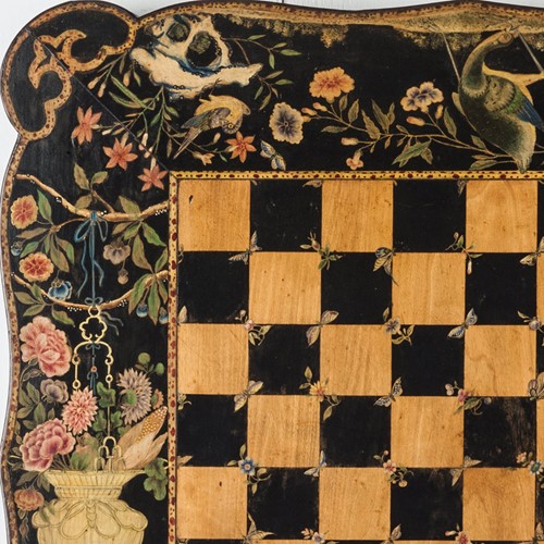 An Exceptional Chinoiserie Penwork Chess Table