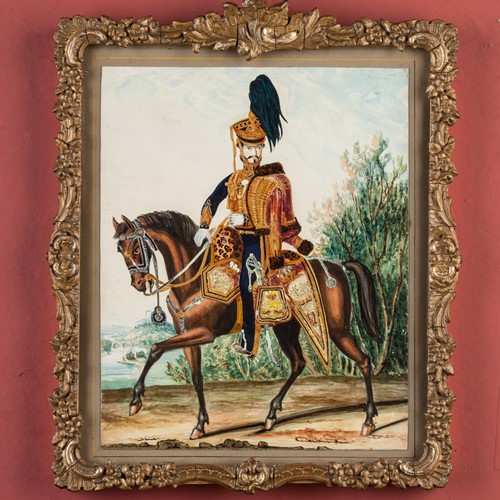 Watercolour Officer Of Royal Regiment Of Hussars
