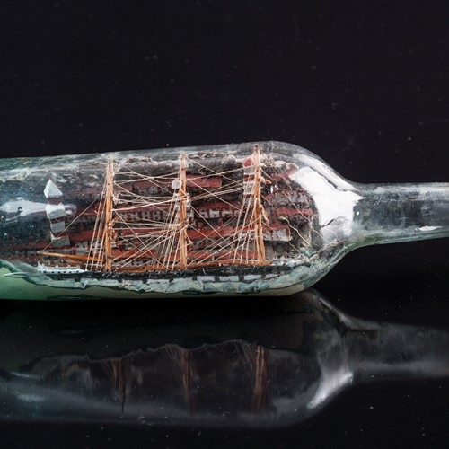 A Good Late 19Th Century Diorama Ship-In-A-Bottle