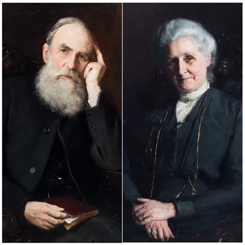 Beautifully Painted Large Pr Of Portraits Rev. & Mrs. Fisher By Frank Eastman 