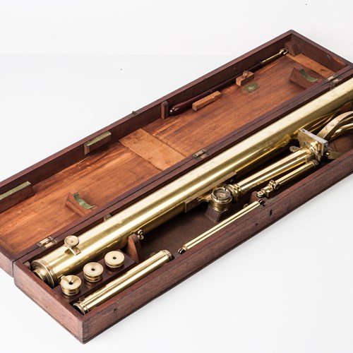 Georgian Brass Telescope In Original Mahogany Box