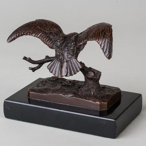 Animalier Bronze Of An Owl On A Tree Stump