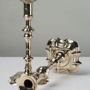 George II Brass Candlesticks 