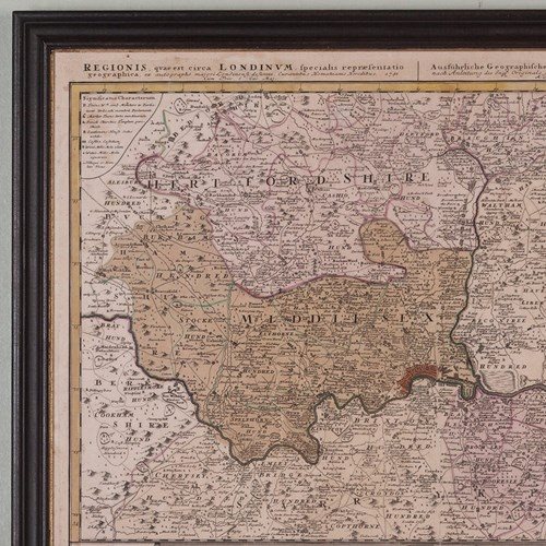 A Good Looking Large Framed View And Map Of London 1741