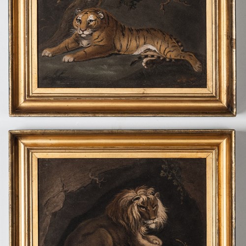 A Lion And A Tigress By Zobel After Stubbs