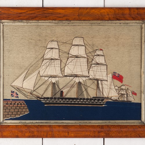Woolwork Of Two Ships Passing A Fortification