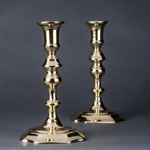 Pair George II Brass Candlestick