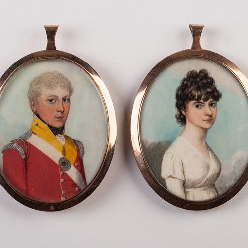 Pair Of Portrait Miniatures By Frederick Buck