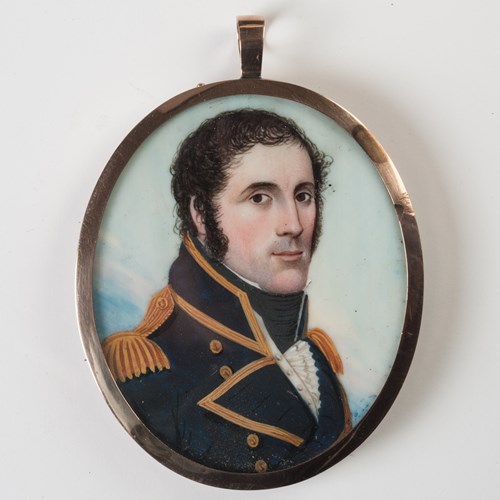 Portrait Miniature Of A Naval Officer By Frederick Buck  