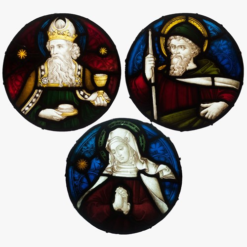 Three Ecclesiastical Stained Glass Roundels