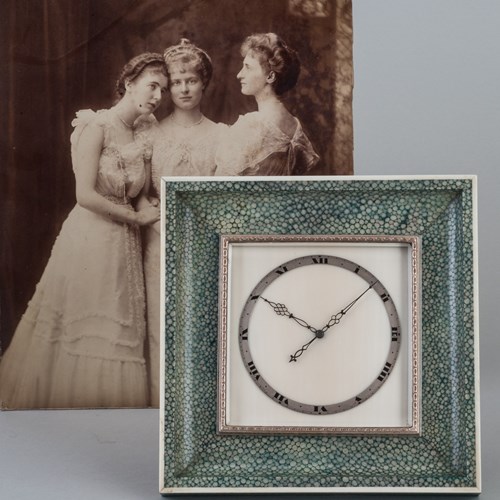 Shagreen Cased Art Deco Table Clock