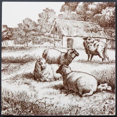 Sheep And A Cow Tile By William Wise