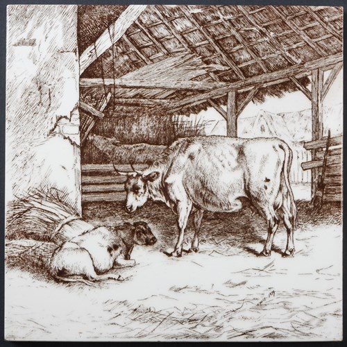 Cattle In Their Byre Tile By William Wise