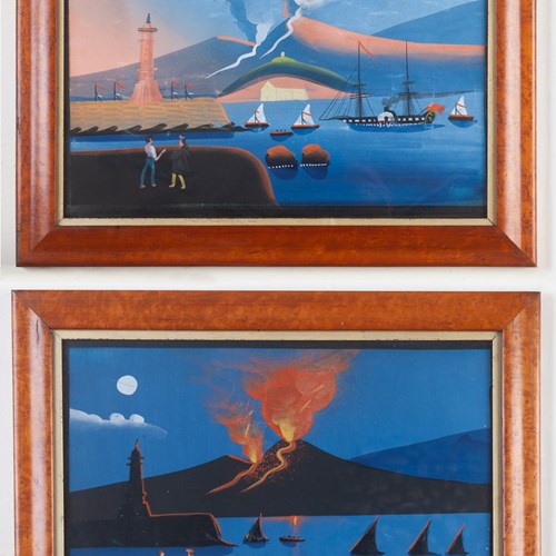 Bay Of Naples With Vesuvius Erupting