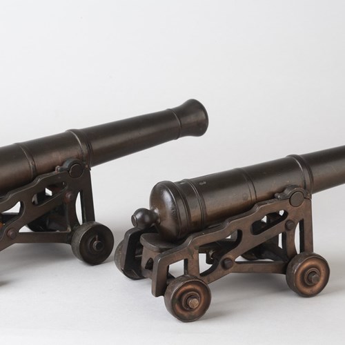 Pair Of Small Bronze Cannon