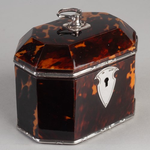 Tortoiseshell & Silver Tea Caddy