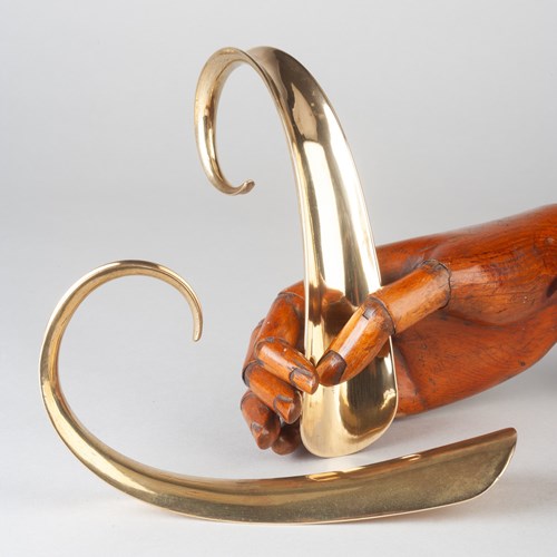 Pair Of Curly Brass Shoe Horns