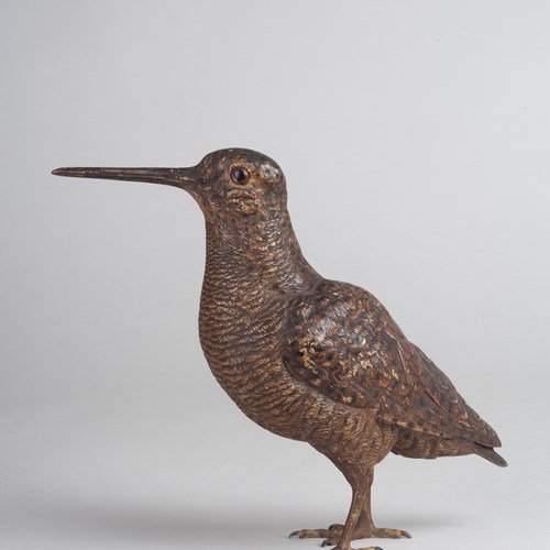 Cold Painted Bronze Woodcock By Franz Bergmann