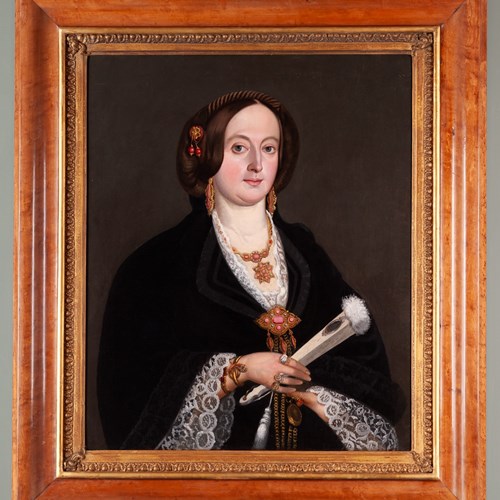 Portrait Of A Spanish Lady Bedecked In Her Jewellery 
