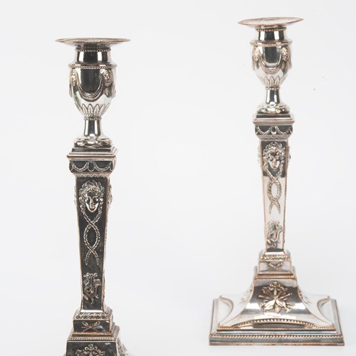 Old Sheffield Plate Candlesticks 