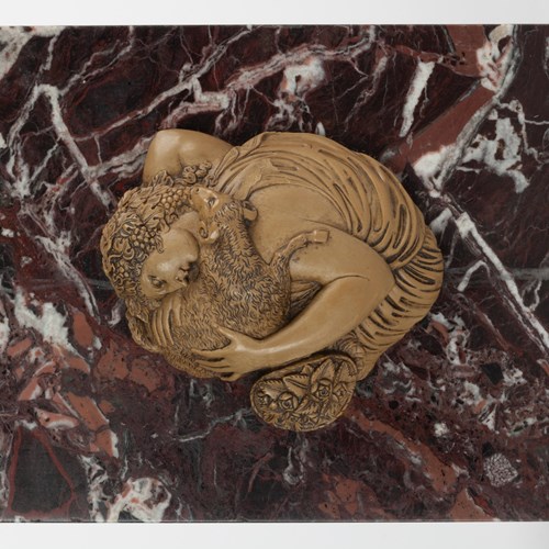 Carved Lava Stone Bacchante With Ram 