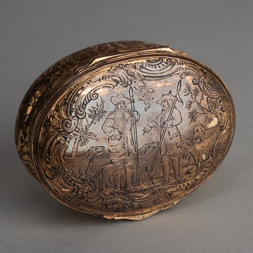Engraved Gilt-Copper Snuff Box