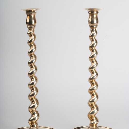 Barley Twist Brass Candlesticks