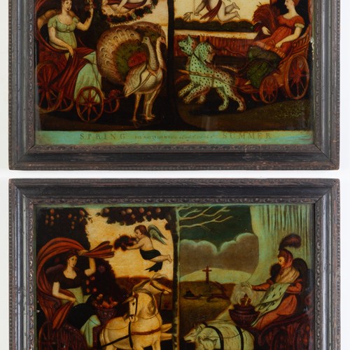 Four Seasons Reverse Painted Glass Pictures 