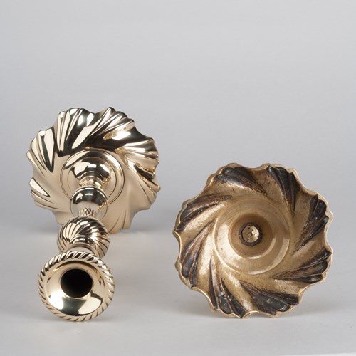 Georgian Swirl-Based Brass Candlesticks