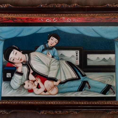 Qing Dynasty Painting Of A Nursing Mother 