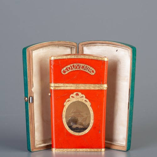 French Orange Lacquer And Gold Aide Memoire