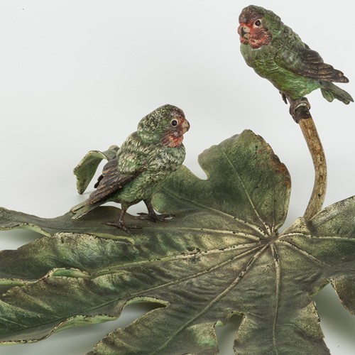 A Fine & Large Vienna Bronze Of Fig Parrots 