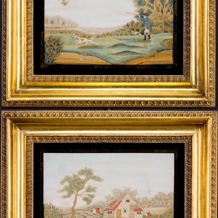 A Pair Of Fine Georgian Silkwork Pictures