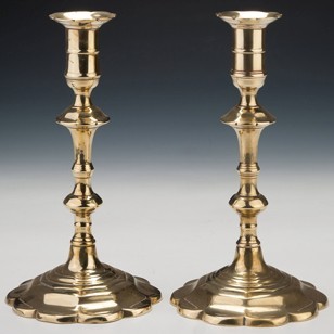 Pair of George II Petal-Based Candlesticks